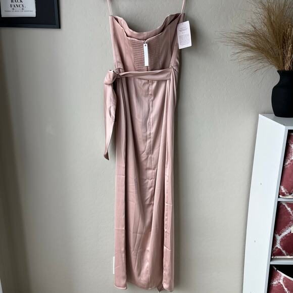 NEW V. Chapman Dress June Rose Pink Satin Strapless Corset Maxi Gown Size 12 - Picture 8 of 12